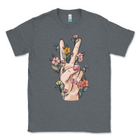 Charcoal Heather hand peace sign Classic Tee - MaliasSmallBusiness