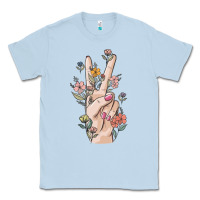 Dusty Blue hand peace sign Classic Tee - MaliasSmallBusiness