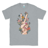 Heather Grey hand peace sign Classic Tee - MaliasSmallBusiness
