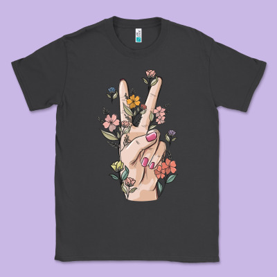 Hand Peace Sign Classic Tee Designed By Maliassmallbusiness