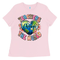 Bubblegum Pink teachers change the world Ladies Tee - JahusDesignShop