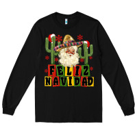 Black feliz navidad mexican santa Long Sleeve Tee - MaliasSmallBusiness