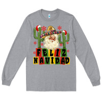 Heather Grey feliz navidad mexican santa Long Sleeve Tee - MaliasSmallBusiness