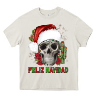 Cream feliz navidad skull cactus Heavy Core Tee - JahusDesignShop