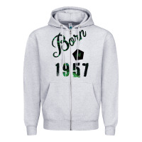 Heather Grey Born In 1957 Zipper Hoodie - Bettercallsaul