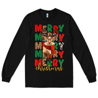 Black merry christmas reindeer Long Sleeve Tee - MaliasSmallBusiness