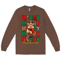 Chestnut merry christmas reindeer Long Sleeve Tee - MaliasSmallBusiness