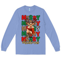 Colony Blue merry christmas reindeer Long Sleeve Tee - MaliasSmallBusiness