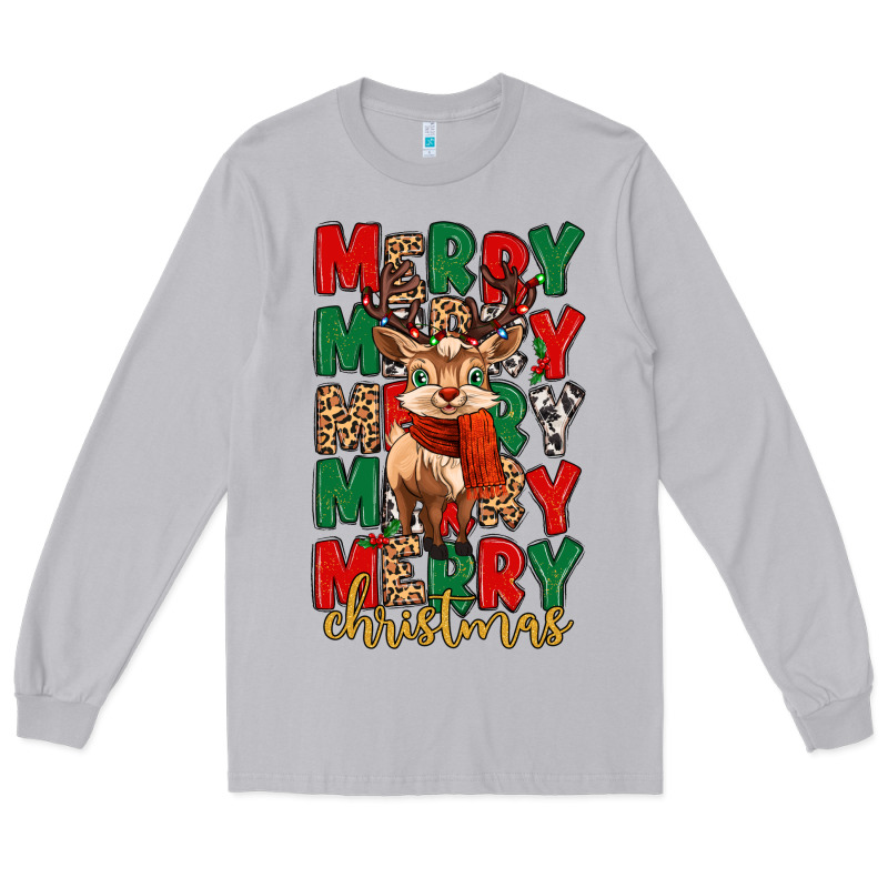 Merry Christmas Reindeer Long Sleeve Tee by MaliasSmallBusiness | Teevron