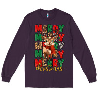 Plum merry christmas reindeer Long Sleeve Tee - MaliasSmallBusiness
