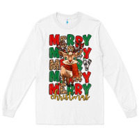 White merry christmas reindeer Long Sleeve Tee - MaliasSmallBusiness