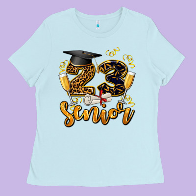 23 Senıor Wıth Champagne Ladies Tee Designed By Adodesignshop