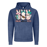 Vintage Denim easter chilling with my peeps bunny Vintage Hoodie - MaliasSmallBusiness