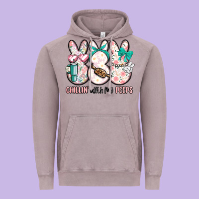 Easter Chilling With My Peeps Bunny Vintage Hoodie Designed By Maliassmallbusiness