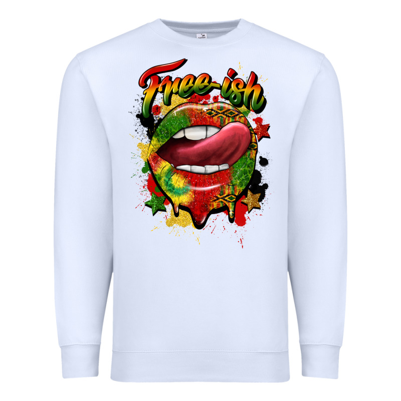 Free Ish Juneteenth Lips Premium Sweatshirt by CowGirlArtShop | Teevron