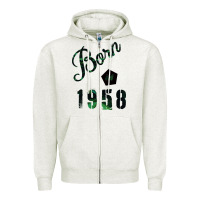 Oatmeal Heather Born In 1958 Zipper Hoodie - Bettercallsaul