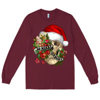 Burgundy So merry it's scary Long Sleeve Tee - NancyCooperArtShop