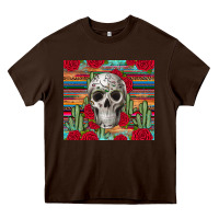 Chocolate Brown skull cactus Heavy Core Tee - JahusDesignShop