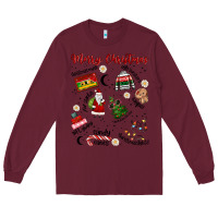 Burgundy Merry Christmas Long Sleeve Tee - MaliasSmallBusiness