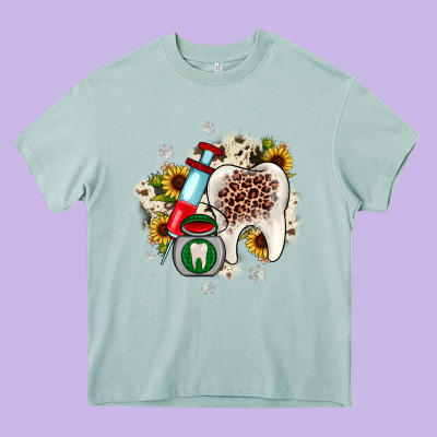 Christmas Dental Sunflower Heavy Core Tee Designed By Jahusdesignshop