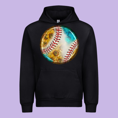 Baseball With Sunflower Round Earrings Urban Hoodie Designed By Bundleandbundleshop
