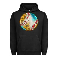 Pigment Black baseball with sunflower round earrings Urban Hoodie - BundleAndBundleShop