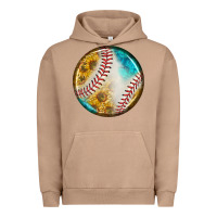 Pigment Burro baseball with sunflower round earrings Urban Hoodie - BundleAndBundleShop