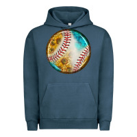 Pigment Midnight Navy baseball with sunflower round earrings Urban Hoodie - BundleAndBundleShop