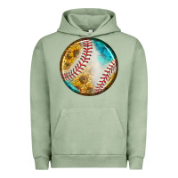 Pigment Oil Green baseball with sunflower round earrings Urban Hoodie - BundleAndBundleShop