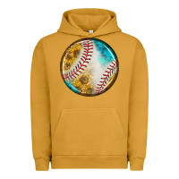 Pigment Peanut Butter baseball with sunflower round earrings Urban Hoodie - BundleAndBundleShop