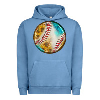 Pigment Pebble Blue baseball with sunflower round earrings Urban Hoodie - BundleAndBundleShop