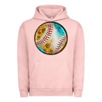 Pigment Salmon baseball with sunflower round earrings Urban Hoodie - BundleAndBundleShop