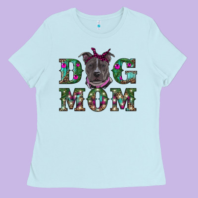 Christmas Dog Mom Pitbull Ladies Tee Designed By Ranaportraitstore