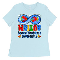 Baby Blue autism infinity seeing the world differently Ladies Tee - JahusDesignShop