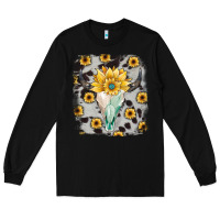 Black cowhide sunflower gemstone bull skull Long Sleeve Tee - JahusDesignShop