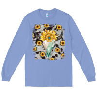 Colony Blue cowhide sunflower gemstone bull skull Long Sleeve Tee - JahusDesignShop
