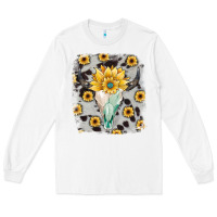 White cowhide sunflower gemstone bull skull Long Sleeve Tee - JahusDesignShop