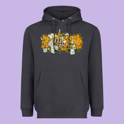 2024 Skeleton Middle Finger New Year Heavyweight Hoodie Designed By Cowgirlartshop
