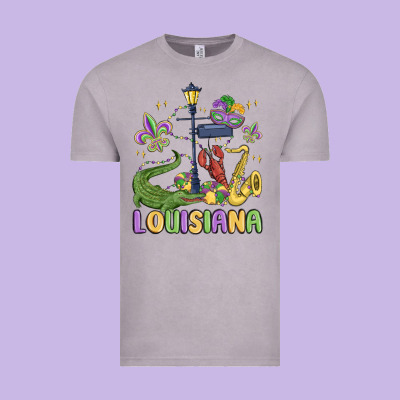 Louisiana Mardi Gras Vintage Tee Designed By Maliassmallbusiness