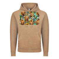 Vintage Coffee highland cow western background Vintage Hoodie - Jasminsmagicworld