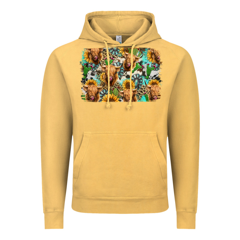 Highland Cow Western Background Vintage Hoodie by Jasminsmagicworld | Teevron