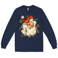 Navy Christmas Santa Long Sleeve Tee - MaliasSmallBusiness