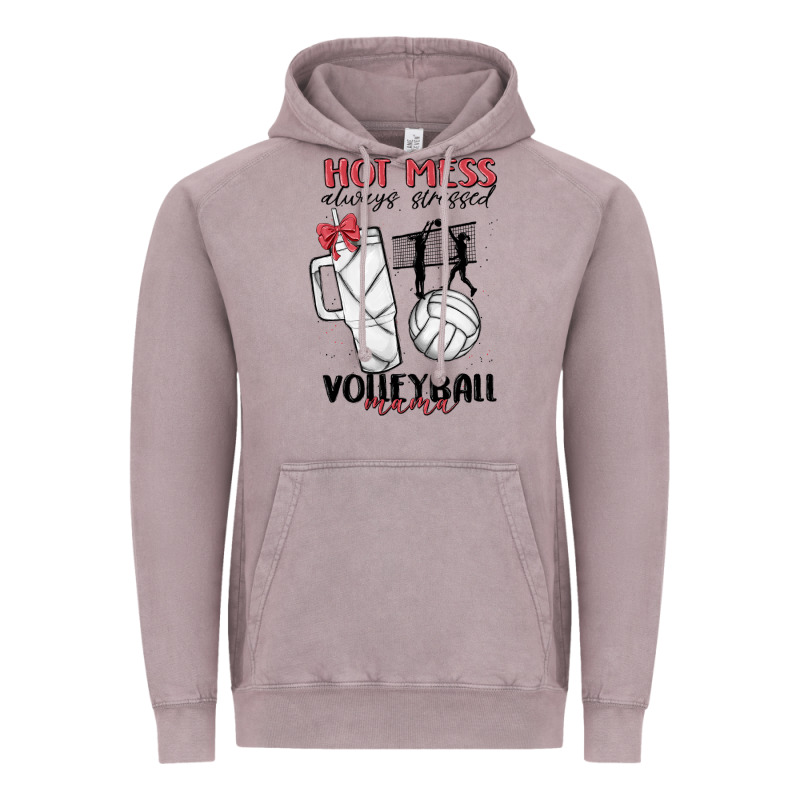 Hot Mess Always Stressed Volleyball Mama Vintage Hoodie by MaliasSmallBusiness | Teevron