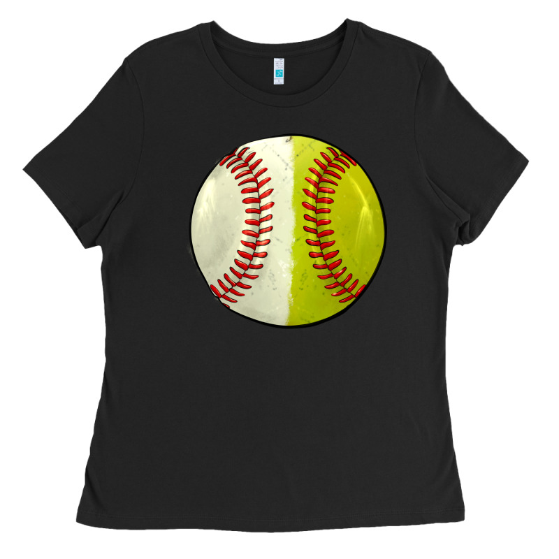 Half Baseball Softball Ladies Tee by JahusDesignShop | Teevron