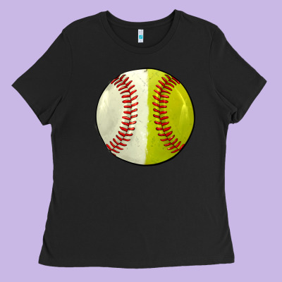 Half Baseball Softball Ladies Tee Designed By Jahusdesignshop