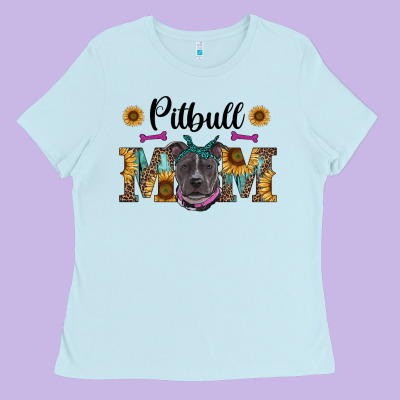 Western Pitbull Mom Ladies Tee Designed By Ranaportraitstore