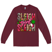 Burgundy Sleigh girl sleigh Long Sleeve Tee - NancyCooperArtShop