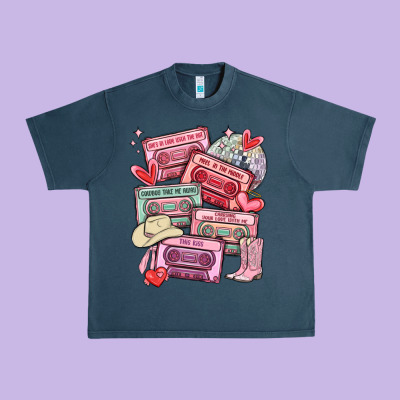 Valentines Day Cassette Tapes Urban Heavy Tee Designed By Maliassmallbusiness