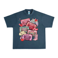 Midnight Navy valentines day cassette tapes Urban Heavy Tee - MaliasSmallBusiness