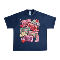 Navy valentines day cassette tapes Urban Heavy Tee - MaliasSmallBusiness
